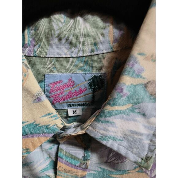 VTG Tropic Traders Bahamas Men's Medium Hawaiian Shirt Short Sleeve Button Down - Picture 2 of 4